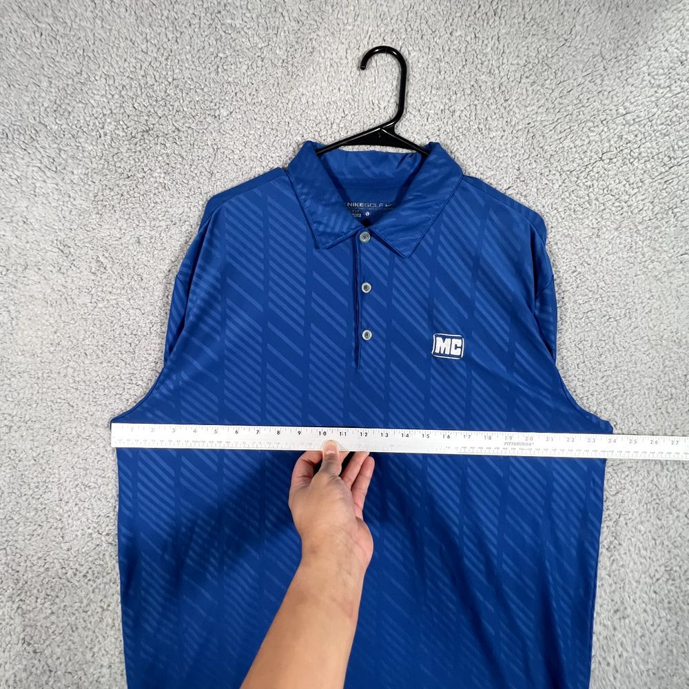 Nike Polo Shirt Mens Large Blue Active Golf Short Sleeve Performance Stretch - Picture 11 of 16